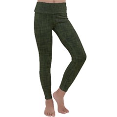 Army Green Texture Kids  Lightweight Velour Classic Yoga Leggings by SpinnyChairDesigns