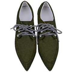 Army Green Texture Pointed Oxford Shoes by SpinnyChairDesigns