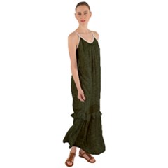 Army Green Texture Cami Maxi Ruffle Chiffon Dress by SpinnyChairDesigns