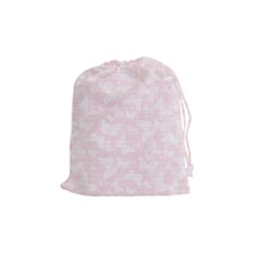 Ballet Pink White Color Butterflies Batik  Drawstring Pouch (medium) by SpinnyChairDesigns