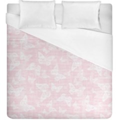 Ballet Pink White Color Butterflies Batik  Duvet Cover (king Size) by SpinnyChairDesigns