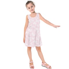 Ballet Pink White Color Butterflies Batik  Kids  Sleeveless Dress by SpinnyChairDesigns