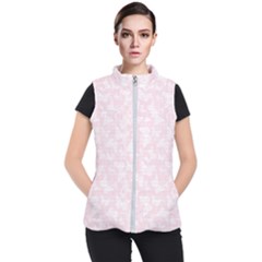 Ballet Pink White Color Butterflies Batik  Women s Puffer Vest by SpinnyChairDesigns