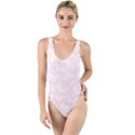 Ballet Pink White Color Butterflies Batik  High Leg Strappy Swimsuit View1