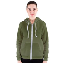 Army Green Color Ombre Women s Zipper Hoodie by SpinnyChairDesigns