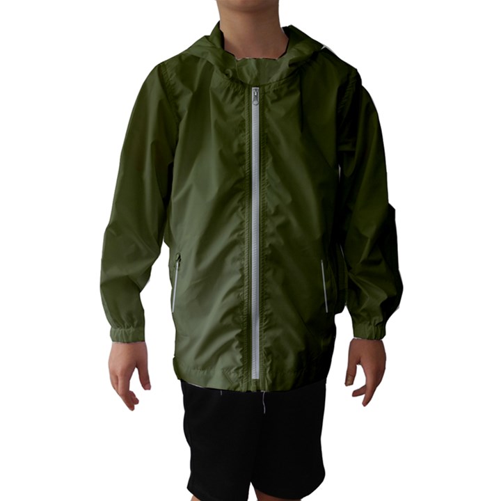 Army Green Color Ombre Kids  Hooded Windbreaker