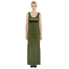 Army Green Color Ombre Thigh Split Maxi Dress by SpinnyChairDesigns