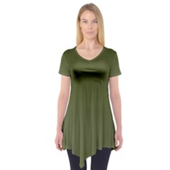 Army Green Color Ombre Short Sleeve Tunic  by SpinnyChairDesigns