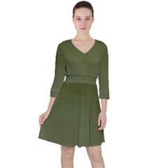 Army Green Color Ombre Ruffle Dress by SpinnyChairDesigns