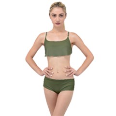 Army Green Color Ombre Layered Top Bikini Set by SpinnyChairDesigns