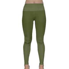 Army Green Color Ombre Lightweight Velour Classic Yoga Leggings by SpinnyChairDesigns