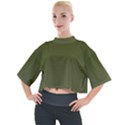 Army Green Color Ombre Mock Neck Tee View1