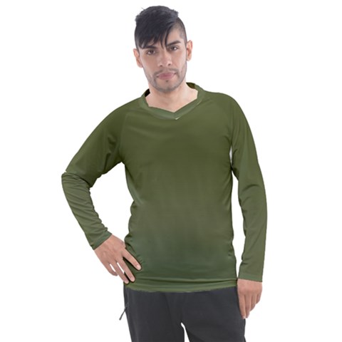 Army Green Color Ombre Men s Pique Long Sleeve Tee by SpinnyChairDesigns