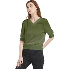 Army Green Color Ombre Quarter Sleeve Blouse