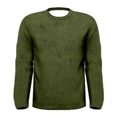 Army Green Color Grunge Men s Long Sleeve Tee by SpinnyChairDesigns