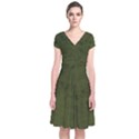 Army Green Color Grunge Short Sleeve Front Wrap Dress View1