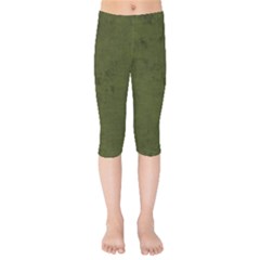 Army Green Color Grunge Kids  Capri Leggings  by SpinnyChairDesigns