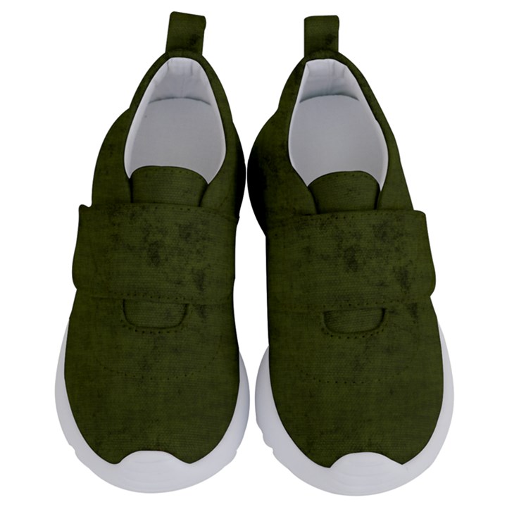 Army Green Color Grunge Kids  Velcro No Lace Shoes