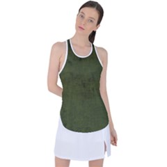 Army Green Color Grunge Racer Back Mesh Tank Top by SpinnyChairDesigns