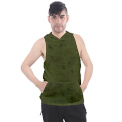 Army Green Color Grunge Men s Sleeveless Hoodie by SpinnyChairDesigns