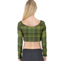 Army Green Color Plaid Long Sleeve Crop Top View2