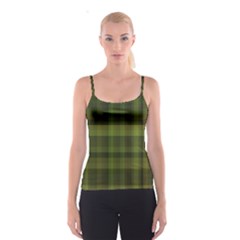 Army Green Color Plaid Spaghetti Strap Top by SpinnyChairDesigns