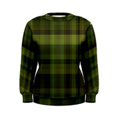 Army Green Color Plaid Women s Sweatshirt by SpinnyChairDesigns