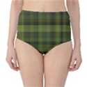 Army Green Color Plaid Classic High-Waist Bikini Bottoms View1