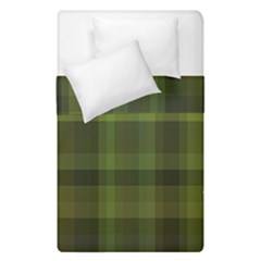 Army Green Color Plaid Duvet Cover Double Side (single Size) by SpinnyChairDesigns