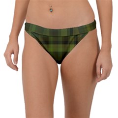 Army Green Color Plaid Band Bikini Bottom by SpinnyChairDesigns