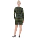 Army Green Color Plaid Button Long Sleeve Dress View2