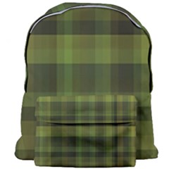 Army Green Color Plaid Giant Full Print Backpack by SpinnyChairDesigns