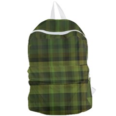 Army Green Color Plaid Foldable Lightweight Backpack by SpinnyChairDesigns