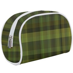 Army Green Color Plaid Makeup Case (large) by SpinnyChairDesigns