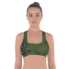 Amy Green Color Grunge Cross Back Sports Bra by SpinnyChairDesigns