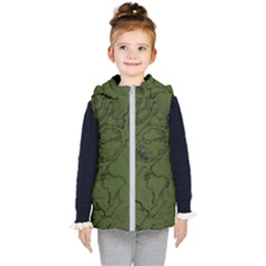 Amy Green Color Grunge Kids  Hooded Puffer Vest by SpinnyChairDesigns