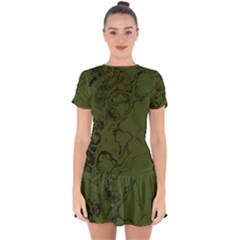 Amy Green Color Grunge Drop Hem Mini Chiffon Dress by SpinnyChairDesigns