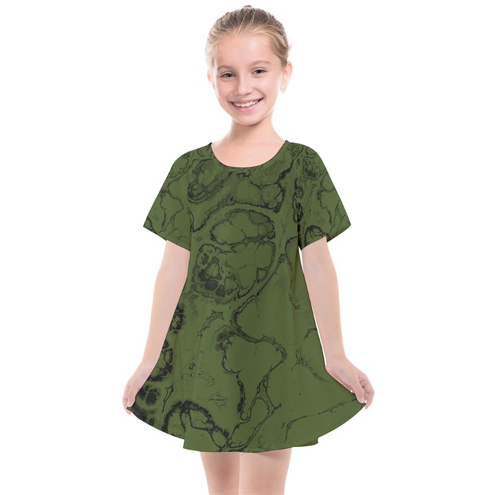 Amy Green Color Grunge Kids  Smock Dress