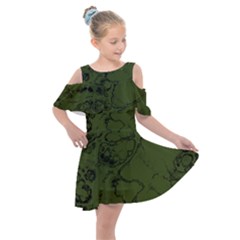 Amy Green Color Grunge Kids  Shoulder Cutout Chiffon Dress by SpinnyChairDesigns