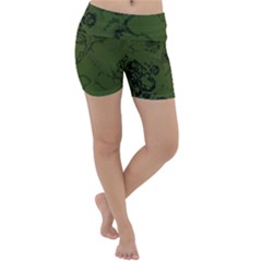 Amy Green Color Grunge Lightweight Velour Yoga Shorts by SpinnyChairDesigns