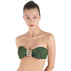 Amy Green Color Grunge Twist Bandeau Bikini Top by SpinnyChairDesigns