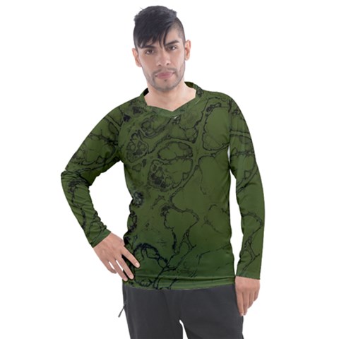 Amy Green Color Grunge Men s Pique Long Sleeve Tee by SpinnyChairDesigns