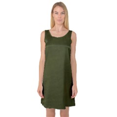 Army Green Color Texture Sleeveless Satin Nightdress