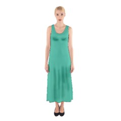 True Biscay Green Solid Color Sleeveless Maxi Dress by SpinnyChairDesigns