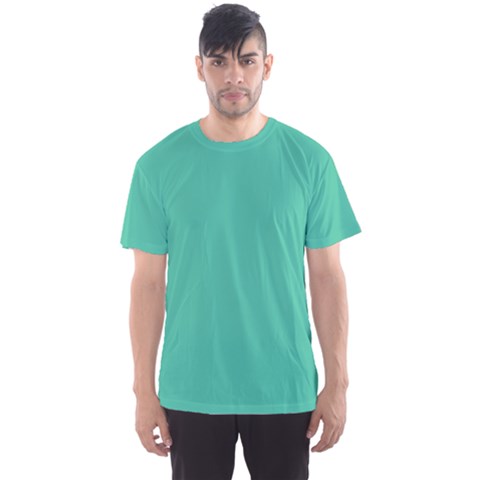 True Biscay Green Solid Color Men s Sport Mesh Tee by SpinnyChairDesigns