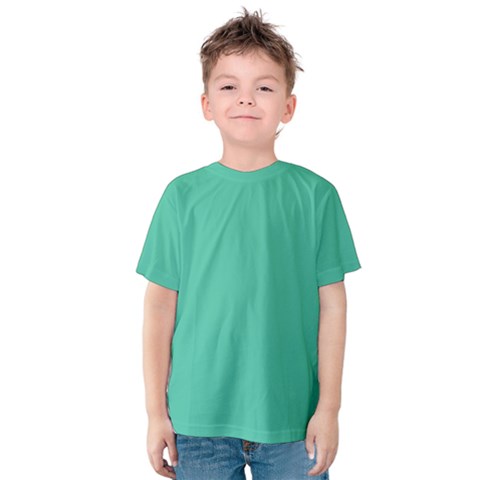 True Biscay Green Solid Color Kids  Cotton Tee by SpinnyChairDesigns