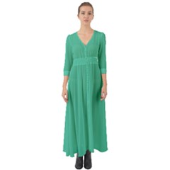 True Biscay Green Solid Color Button Up Boho Maxi Dress by SpinnyChairDesigns