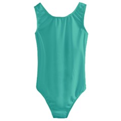 True Biscay Green Solid Color Kids  Cut-out Back One Piece Swimsuit by SpinnyChairDesigns