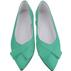 True Biscay Green Solid Color Women s Bow Heels by SpinnyChairDesigns