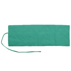 True Biscay Green Solid Color Roll Up Canvas Pencil Holder (m) by SpinnyChairDesigns